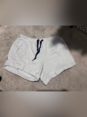 PINK Victoria's Secret White Athletic Drawstring Shorts with Black Cord